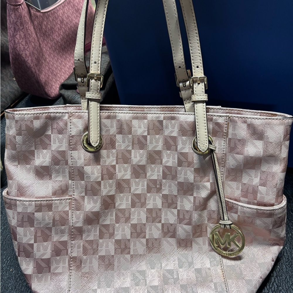 Michael Kors Pink Checkered Tote
